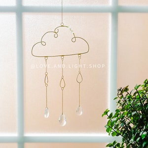 Rain cloud suncatcher | prism light catcher | rainbow maker | window hanging | whimsical cloud art | beaded wire cloud